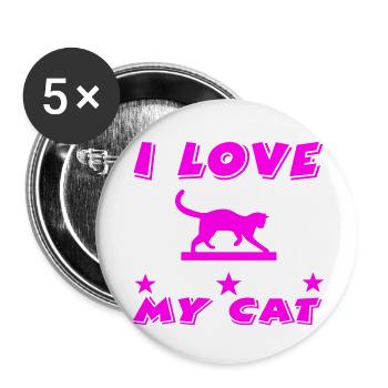 Chat - Lot de 5 grands badges (56 mm) - blanc - Devant