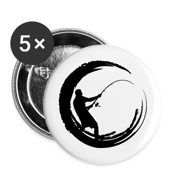 Idée cadeau pêcheur pêcheur - Lot de 5 grands badges (56 mm) - blanc - Devant