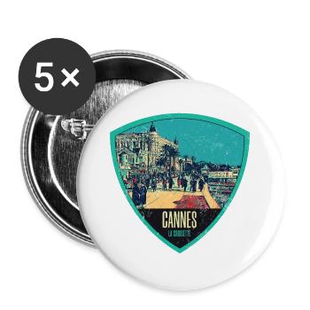Original retro illustration La Croisette in Cannes - Buttons large 2.2''/56 mm (5-pack) - white - Front