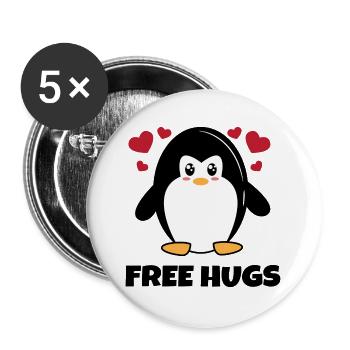 Tier Herz Süß Pinguin Statement Vogel Zoo - Buttons groß 56 mm (5er Pack) - Weiß - Vorne