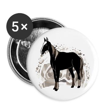 Pferd - Buttons groß 56 mm (5er Pack) - Weiß - Vorne