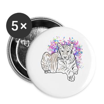 LYING TIGER - Buttons large 2.2''/56 mm (5-pack) - white - Front