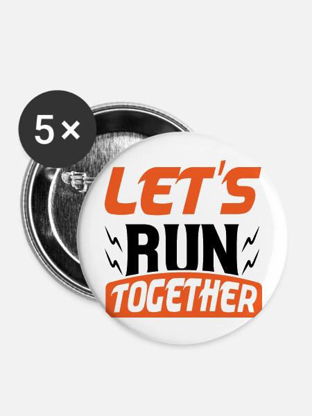 Let´s Run Together - Buttons groß 56 mm (5er Pack) - Weiß