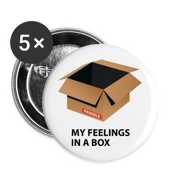 My feelings in a box Spruch Geschenk - Buttons groß 56 mm (5er Pack) - Weiß - Vorne