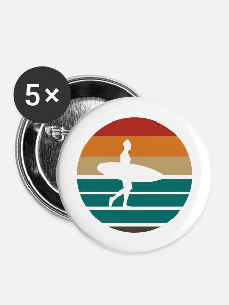 Surfing Surfboard Surfer Geschenksidee - Buttons groß 56 mm (5er Pack) - Weiß
