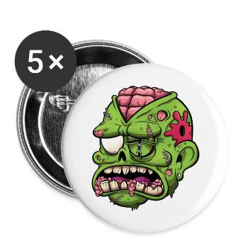 Wounded Zombie Head - Buttons large 2.2''/56 mm (5-pack) - white - Front