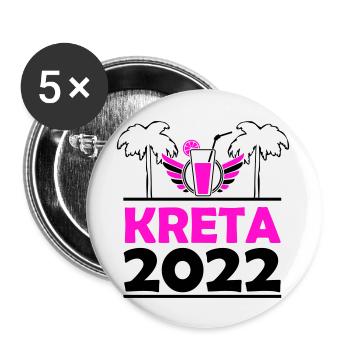 Kreta 2022 - Buttons groß 56 mm (5er Pack) - Weiß - Vorne
