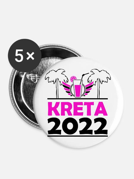 Kreta 2022 - Buttons groß 56 mm (5er Pack) - Weiß