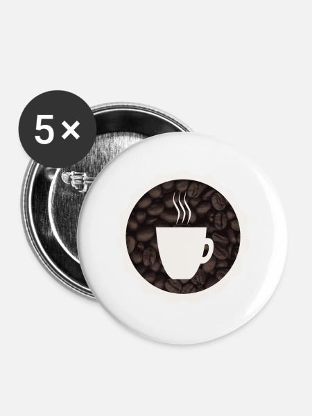 Frischer Kaffee - Buttons groß 56 mm (5er Pack) - Weiß