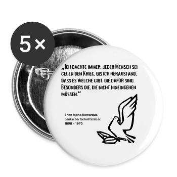 Zitat Politiker Frieden Krieg - Buttons groß 56 mm (5er Pack) - Weiß - Vorne