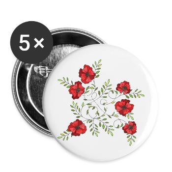 Fleur - Lot de 5 grands badges (56 mm) - blanc - Devant