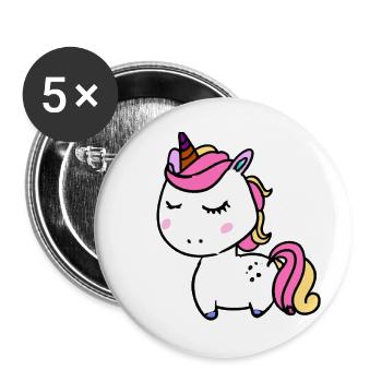 Licorne - Lot de 5 grands badges (56 mm) - blanc - Devant