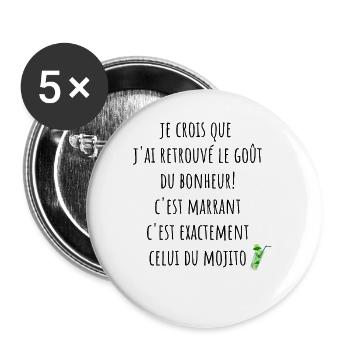 le gout du bonheur est le mojito - Lot de 5 grands badges (56 mm) - blanc - Devant