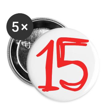 15 YEARS. 15th ANNIVERSARY. BIRTHDAY 15 YEARS.15 - Buttons large 2.2''/56 mm (5-pack) - white - Front
