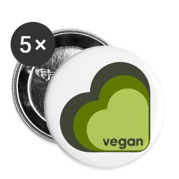 Green vegan heart three colors - Buttons large 2.2''/56 mm (5-pack) - white - Front