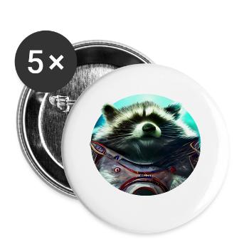 space raccoon - Buttons groß 56 mm (5er Pack) - Weiß - Vorne