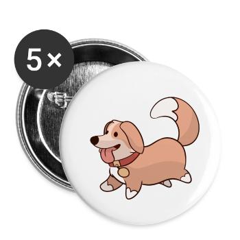 Cute dog - Buttons large 2.2''/56 mm (5-pack) - white - Front