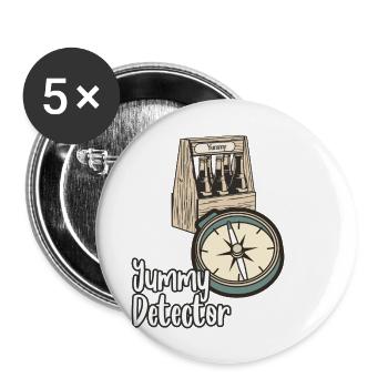 Yummy Detector - Du findest das Beste - Buttons groß 56 mm (5er Pack) - Weiß - Vorne