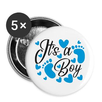 Its A Boy Pregnancy - Lot de 5 grands badges (56 mm) - blanc - Devant