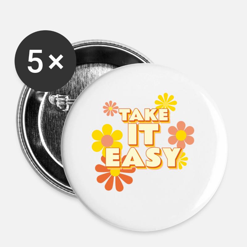 Take it Easy - Buttons large 2.2''/56 mm (5-pack) - white