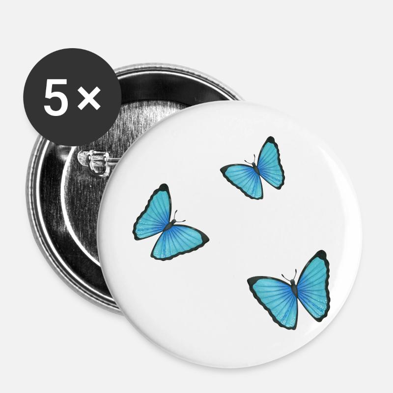 blue butterflies - Buttons large 2.2''/56 mm (5-pack) - white