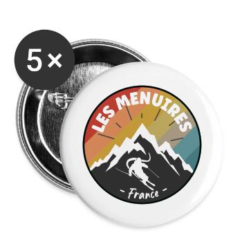 Skifahren in Frankreich Les Menuires - Buttons groß 56 mm (5er Pack) - Weiß - Vorne