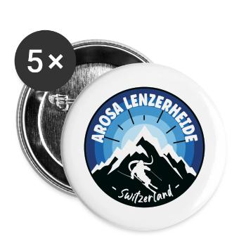 Ski Arosa Lenzerheide Switzerland Blue - Buttons large 2.2''/56 mm (5-pack) - white - Front