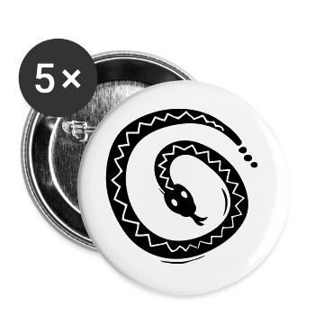 Snake Symbol - Buttons large 2.2''/56 mm (5-pack) - white - Front