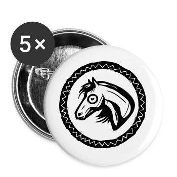 Pferd Portrait - Buttons groß 56 mm (5er Pack) - Weiß - Vorne