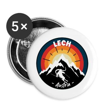 Ski à Lech Autriche Vintage - Lot de 5 grands badges (56 mm) - blanc - Devant