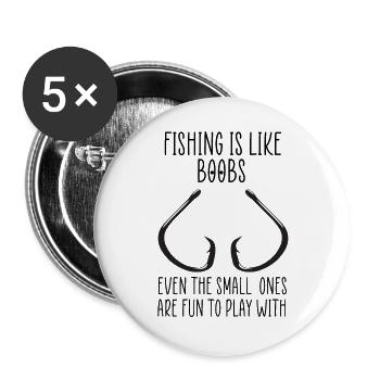 funny fishing - Buttons large 2.2''/56 mm (5-pack) - white - Front