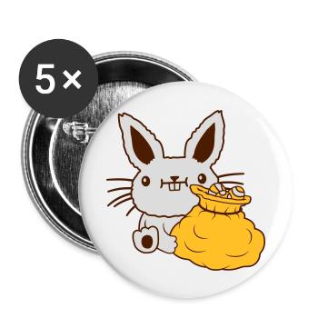 Osterhase großer Eier Sack - Buttons groß 56 mm (5er Pack) - Weiß - Vorne
