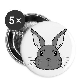 Niedlicher kleiner Hase Gesicht - Buttons groß 56 mm (5er Pack) - Weiß - Vorne