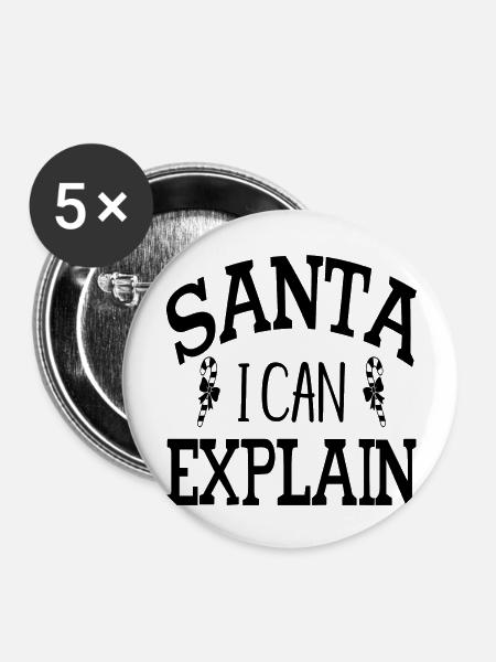 Santa i can Explain - Buttons groß 56 mm (5er Pack) - Weiß