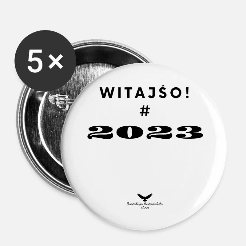 Herzlich Willkommen Witajso Spreewald - Buttons groß 56 mm (5er Pack) - Weiß