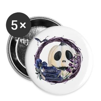 Citrouille d’Halloween - Lot de 5 grands badges (56 mm) - blanc - Devant
