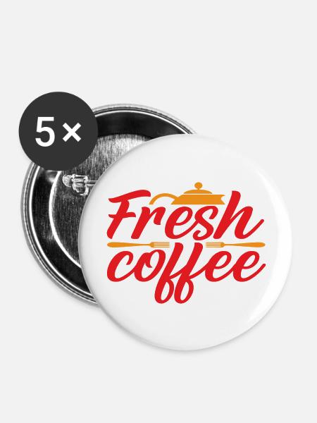 Fresh Coffee - Buttons groß 56 mm (5er Pack) - Weiß