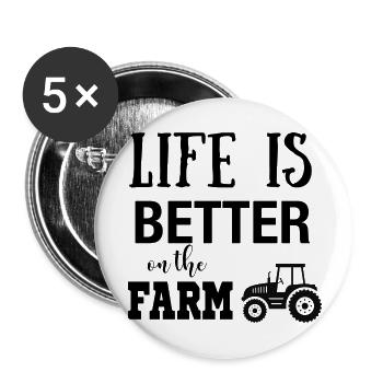 Life is better on the farm - Buttons large 2.2''/56 mm (5-pack) - white - Front