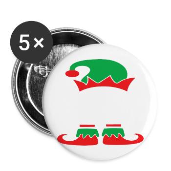 Mr Elf Christmas - Buttons large 2.2''/56 mm (5-pack) - white - Front