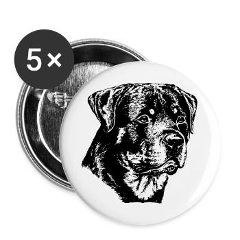 Rottweiler Hund - Buttons groß 56 mm (5er Pack) - Weiß - Vorne