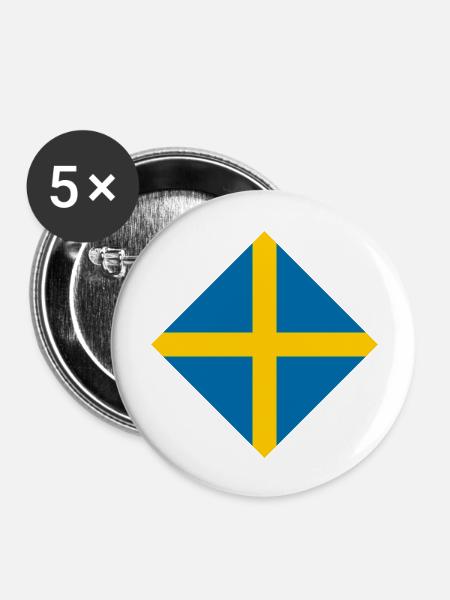 Schweden - Buttons groß 56 mm (5er Pack) - Weiß
