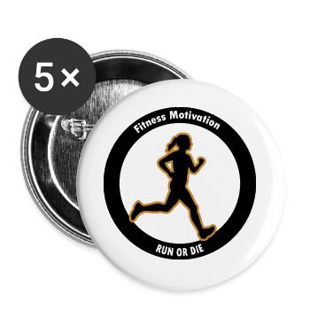 Course Silhouette de la course ou La Motivation - Lot de 5 grands badges (56 mm) - blanc - Devant