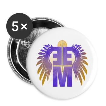 EEM = Archangel Michael with sword and wings - Buttons large 2.2''/56 mm (5-pack) - white - Front