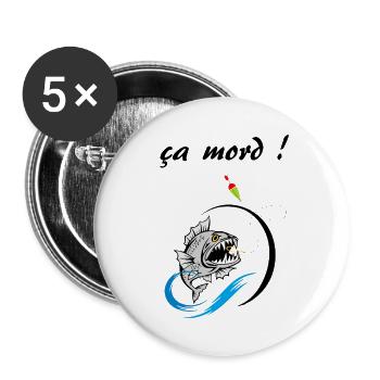 ça mord - Lot de 5 grands badges (56 mm) - blanc - Devant