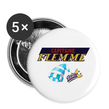Lazy captain - Buttons large 2.2''/56 mm (5-pack) - white - Front