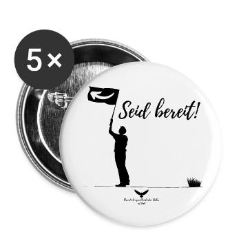 Spreewald Pionier Seid bereit - Buttons groß 56 mm (5er Pack) - Weiß - Vorne