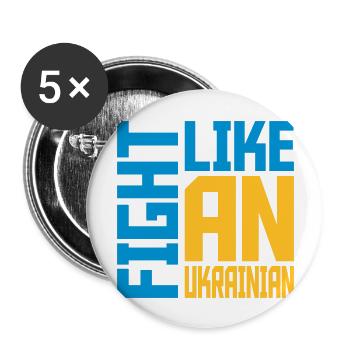 fight like ukrainians quote - Buttons large 2.2''/56 mm (5-pack) - white - Front