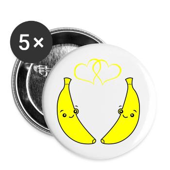 Bananes amoureuses - Lot de 5 grands badges (56 mm) - blanc - Devant