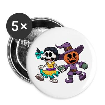 Halloween et le Jour des Morts - Lot de 5 grands badges (56 mm) - blanc - Devant