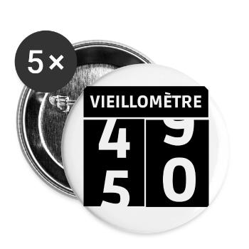 passage à cinquante - Lot de 5 grands badges (56 mm) - blanc - Devant